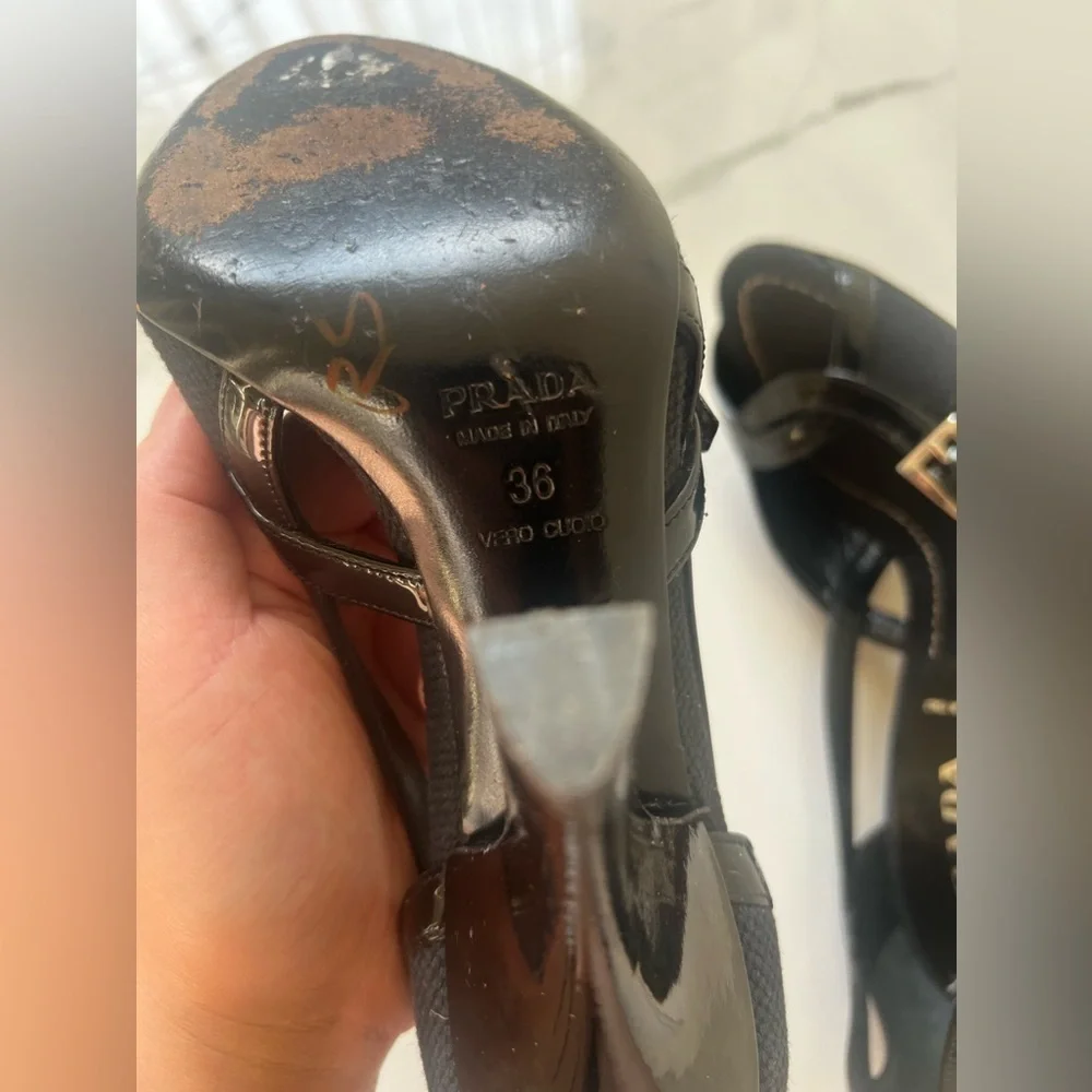 PRADA vero cuoio Sandals Heels sz 36 (6)